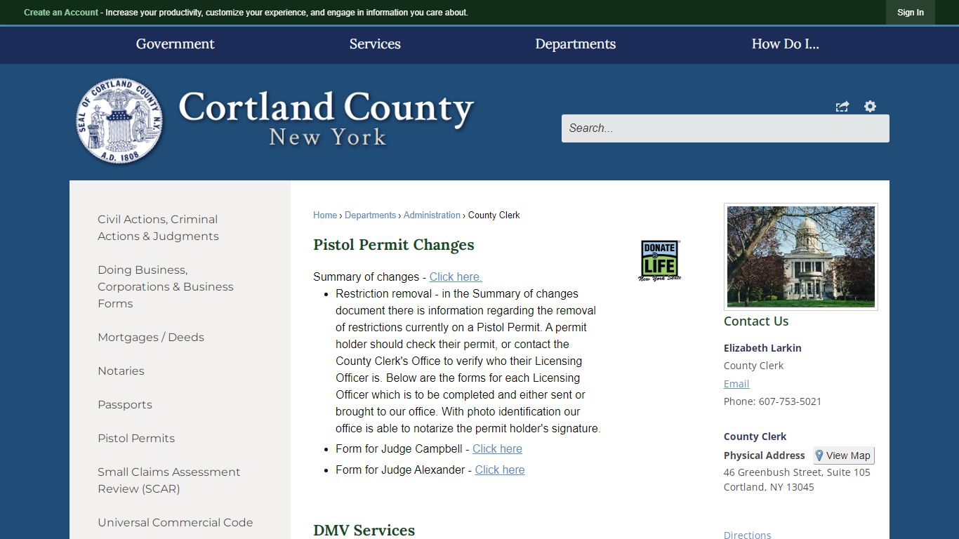 County Clerk | Cortland County, NY